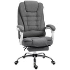 Vinsetto High-Back Executive Office Chair with Footrest, Linen-Fabric Computer Chair with Padded Armrests, Gray