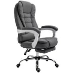 Chaise de bureau de direction à dossier haut Vinsetto avec repose-pieds, chaise d'ordinateur en tissu de lin avec accoudoirs rembourrés, gris