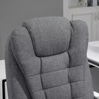 Chaise de bureau de direction à dossier haut Vinsetto avec repose-pieds, chaise d'ordinateur en tissu de lin avec accoudoirs rembourrés, gris