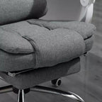 Chaise de bureau de direction à dossier haut Vinsetto avec repose-pieds, chaise d'ordinateur en tissu de lin avec accoudoirs rembourrés, gris