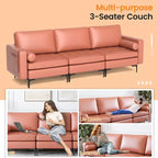 Canapé modulable 3 places Costway avec ports USB et poche latérale de rangement Rose Corail/Gris