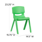 Chaise d'école empilable en plastique Flash Furniture, paquet de 10, hauteur d'assise 33,6 cm