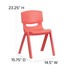 Chaise d'école empilable en plastique Flash Furniture, paquet de 10, hauteur d'assise 33,6 cm