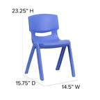 Chaise d'école empilable en plastique Flash Furniture, paquet de 10, hauteur d'assise 33,6 cm
