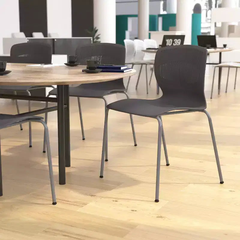 Chaise empilable ergonomique Flash Furniture série HERCULES de qualité commerciale, capacité de 350 kg, avec support lombaire et cadre en acier