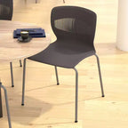 Chaise empilable ergonomique Flash Furniture série HERCULES de qualité commerciale, capacité de 350 kg, avec support lombaire et cadre en acier