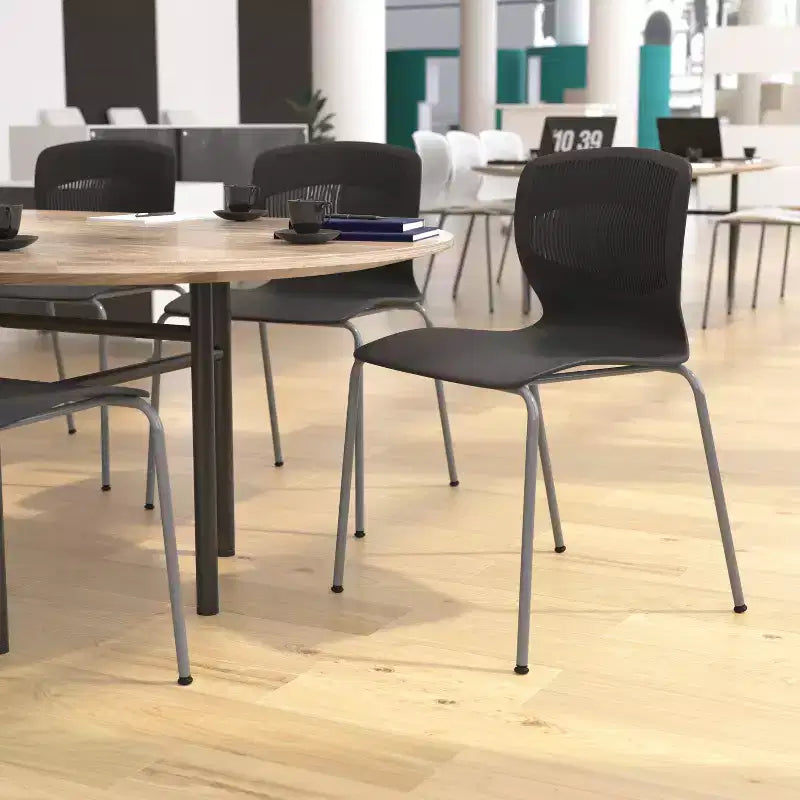 Chaise empilable ergonomique Flash Furniture série HERCULES de qualité commerciale, capacité de 350 kg, avec support lombaire et cadre en acier