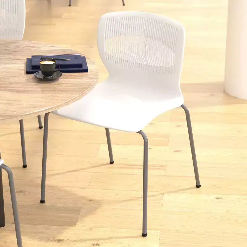 Chaise empilable ergonomique Flash Furniture série HERCULES de qualité commerciale, capacité de 350 kg, avec support lombaire et cadre en acier