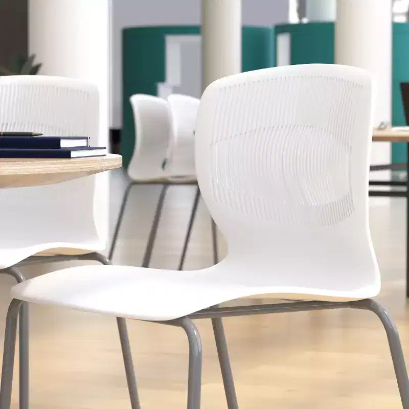Chaise empilable ergonomique Flash Furniture série HERCULES de qualité commerciale, capacité de 350 kg, avec support lombaire et cadre en acier