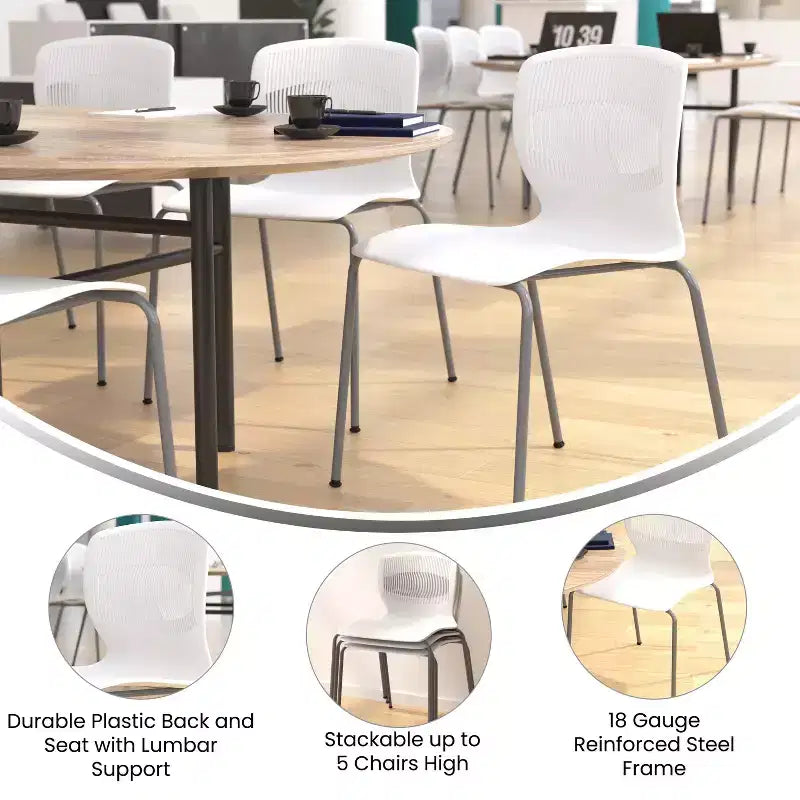 Chaise empilable ergonomique Flash Furniture série HERCULES de qualité commerciale, capacité de 350 kg, avec support lombaire et cadre en acier