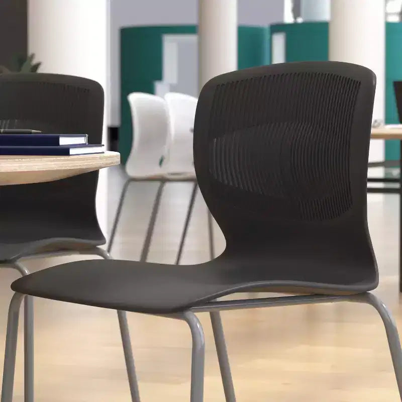 Chaise empilable ergonomique Flash Furniture série HERCULES de qualité commerciale, capacité de 350 kg, avec support lombaire et cadre en acier