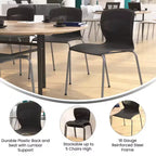 Chaise empilable ergonomique Flash Furniture série HERCULES de qualité commerciale, capacité de 350 kg, avec support lombaire et cadre en acier