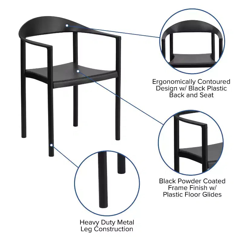 Flash Furniture Lot de 4 Chaises empilables de Café en Plastique Série HERCULES, Capacité 450 kg
