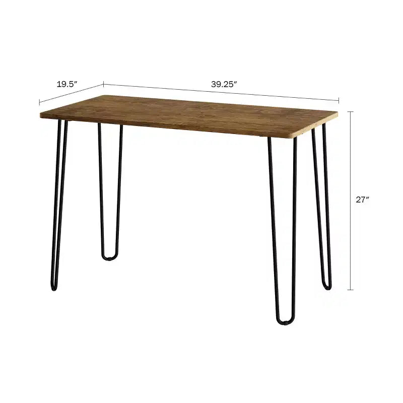 Bureau industriel moderne Hastings Home avec pieds en épingle, aspect grain de bois et accents en acier, mobilier de bureau à domicile