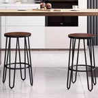 Lavish Home Lot de 4 tabourets de bar modernes de style ferme de hauteur comptoir, 61 cm, sans dossier, avec pieds en épingle à cheveux, assise en bois pour cuisine ou salle à manger
