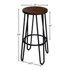 Lavish Home Lot de 4 tabourets de bar modernes de style ferme de hauteur comptoir, 61 cm, sans dossier, avec pieds en épingle à cheveux, assise en bois pour cuisine ou salle à manger