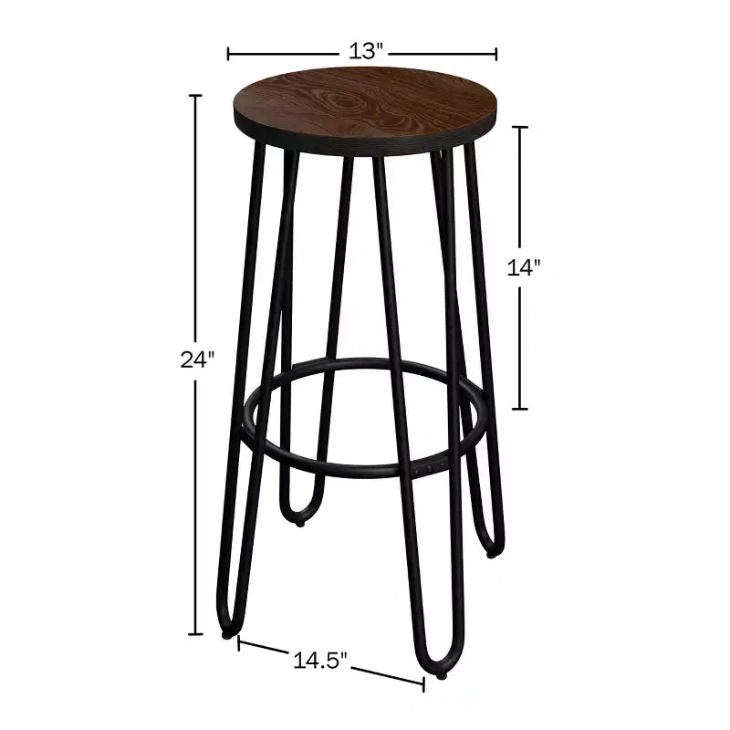 Lavish Home Lot de 4 tabourets de bar modernes de style ferme de hauteur comptoir, 61 cm, sans dossier, avec pieds en épingle à cheveux, assise en bois pour cuisine ou salle à manger