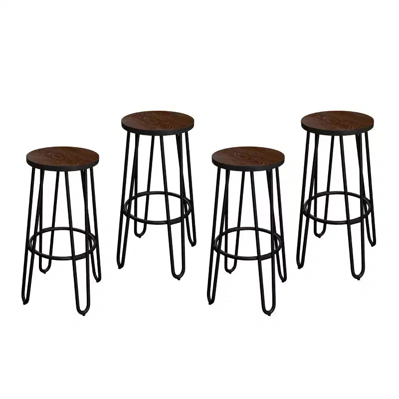 Lavish Home Lot de 4 tabourets de bar modernes de style ferme de hauteur comptoir, 61 cm, sans dossier, avec pieds en épingle à cheveux, assise en bois pour cuisine ou salle à manger