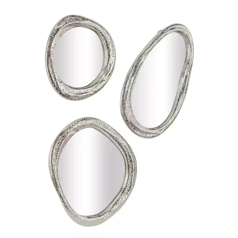 Lot de 3 miroirs muraux abstraits en aluminium - Olivia & May