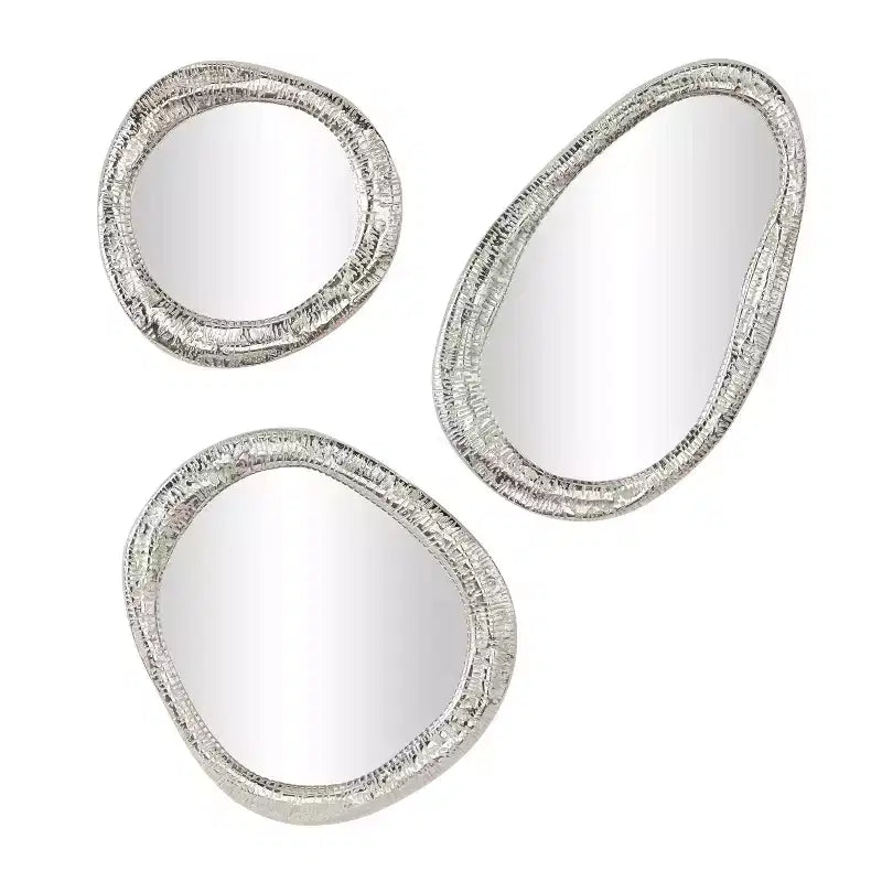 Lot de 3 miroirs muraux abstraits en aluminium - Olivia & May