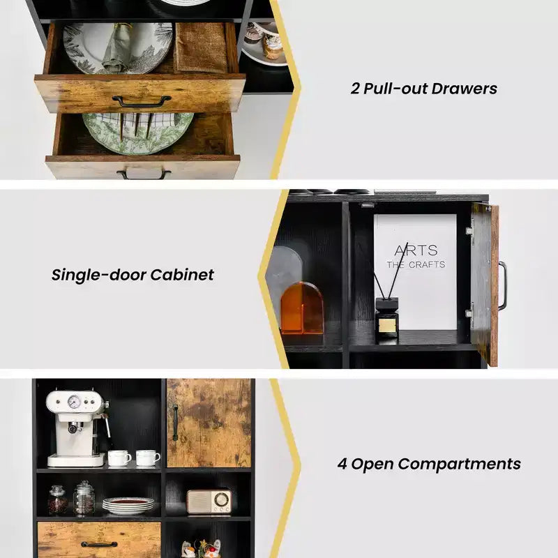 Buffet industriel Costway, meuble de rangement avec tiroirs et casiers