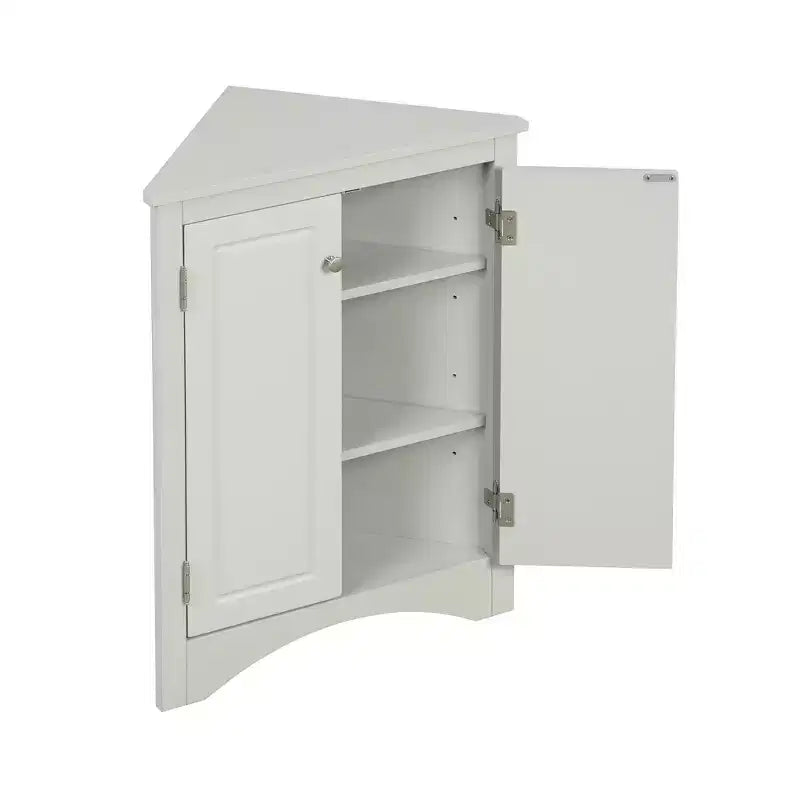 Meuble de rangement d'angle de salle de bain rustique avec étagères réglables, meuble au sol en bois autoportant - ModernLuxe
