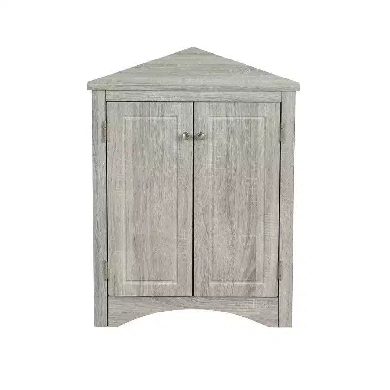 Meuble de rangement d'angle de salle de bain rustique avec étagères réglables, meuble au sol en bois autoportant - ModernLuxe