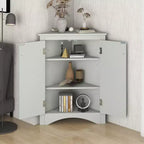 Meuble de rangement d'angle de salle de bain rustique avec étagères réglables, meuble au sol en bois autoportant - ModernLuxe
