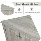 Meuble de rangement d'angle de salle de bain rustique avec étagères réglables, meuble au sol en bois autoportant - ModernLuxe