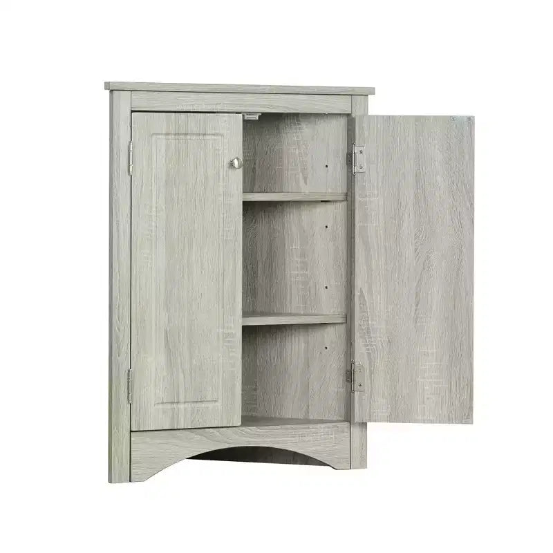 Meuble de rangement d'angle de salle de bain rustique avec étagères réglables, meuble au sol en bois autoportant - ModernLuxe