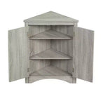 Meuble de rangement d'angle de salle de bain rustique avec étagères réglables, meuble au sol en bois autoportant - ModernLuxe