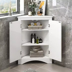 Meuble de rangement d'angle de salle de bain rustique avec étagères réglables, meuble au sol en bois autoportant - ModernLuxe