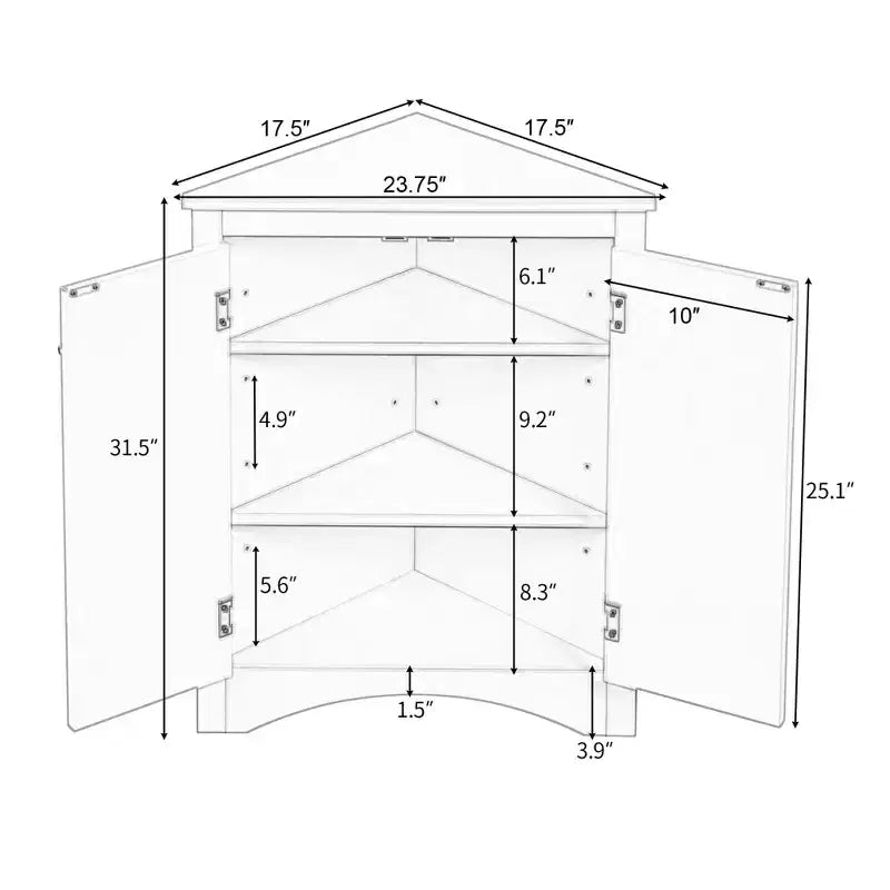 Meuble de rangement d'angle de salle de bain rustique avec étagères réglables, meuble au sol en bois autoportant - ModernLuxe