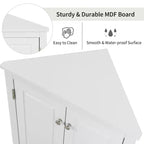 Meuble de rangement d'angle de salle de bain rustique avec étagères réglables, meuble au sol en bois autoportant - ModernLuxe