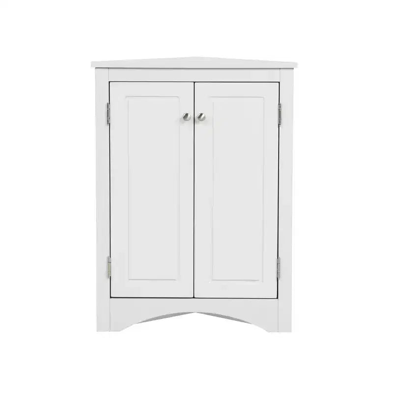 Meuble de rangement d'angle de salle de bain rustique avec étagères réglables, meuble au sol en bois autoportant - ModernLuxe