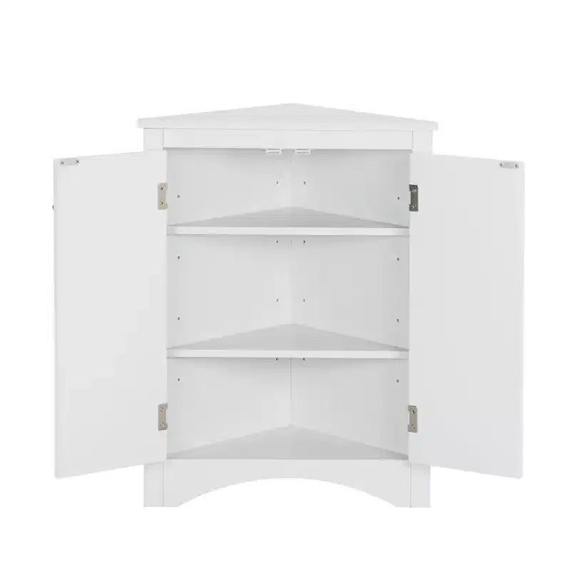 Meuble de rangement d'angle de salle de bain rustique avec étagères réglables, meuble au sol en bois autoportant - ModernLuxe
