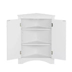 Meuble de rangement d'angle de salle de bain rustique avec étagères réglables, meuble au sol en bois autoportant - ModernLuxe