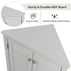 Meuble de rangement d'angle de salle de bain rustique avec étagères réglables, meuble au sol en bois autoportant - ModernLuxe