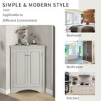 Meuble de rangement d'angle de salle de bain rustique avec étagères réglables, meuble au sol en bois autoportant - ModernLuxe