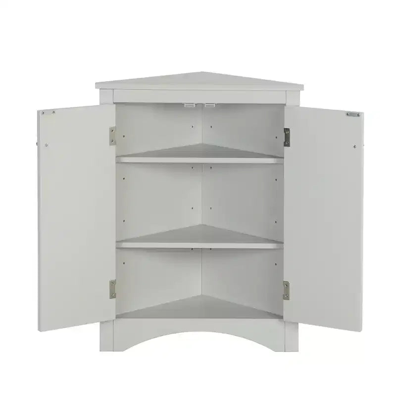 Meuble de rangement d'angle de salle de bain rustique avec étagères réglables, meuble au sol en bois autoportant - ModernLuxe