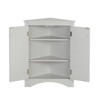 Meuble de rangement d'angle de salle de bain rustique avec étagères réglables, meuble au sol en bois autoportant - ModernLuxe
