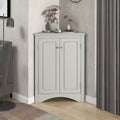 Rustic Corner Bathroom Storage Cabinet with Adjustable Shelves, Freestanding Floor Wood Cabinet - ModernLuxe