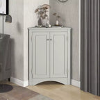 Rustic Corner Bathroom Storage Cabinet with Adjustable Shelves, Freestanding Floor Wood Cabinet - ModernLuxe