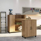 Bureau de loisirs créatifs RealRooms Basin avec étagères ouvertes et armoire de rangement