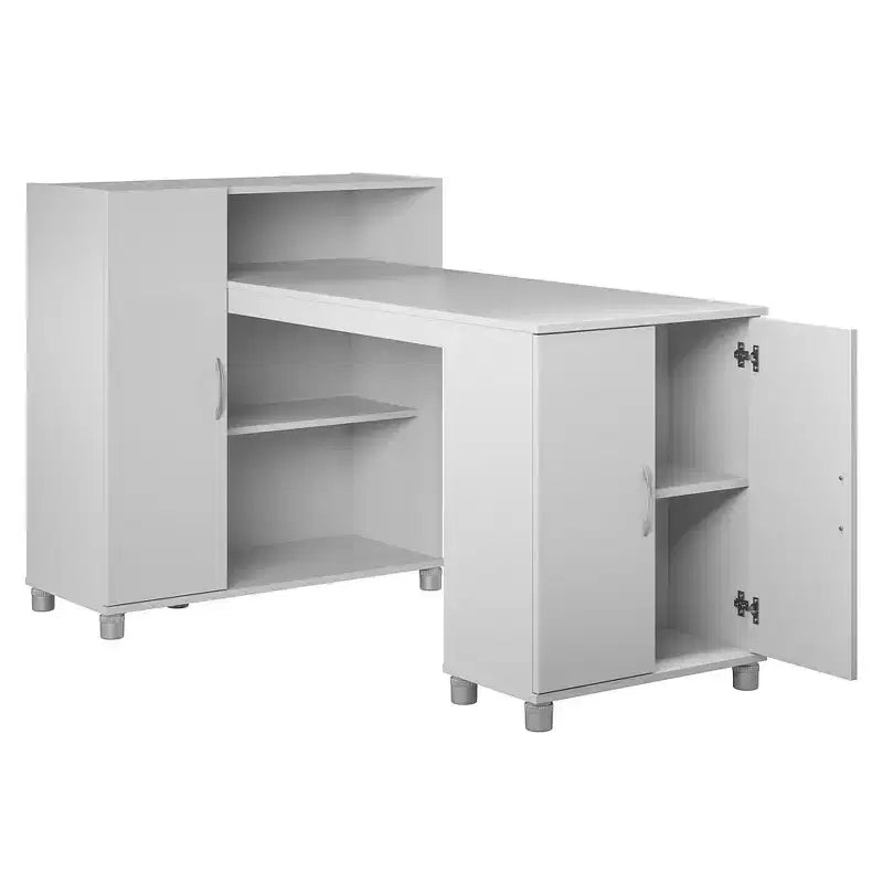 Bureau de loisirs créatifs RealRooms Basin avec étagères ouvertes et armoire de rangement