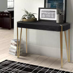 Table console et d'entrée LuxenHome en bois noir et métal doré