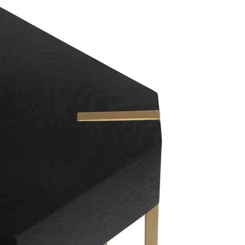 Table console et d'entrée LuxenHome en bois noir et métal doré