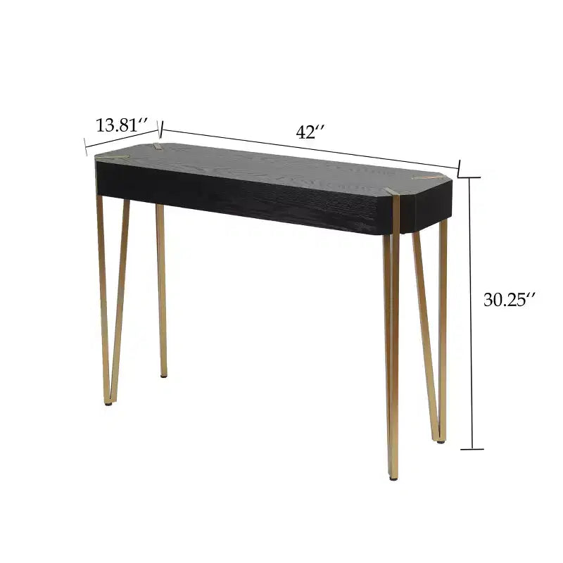 Table console et d'entrée LuxenHome en bois noir et métal doré