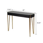 Table console et d'entrée LuxenHome en bois noir et métal doré