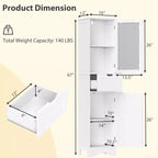 Armoire haute de salle de bain Costway, meuble colonne autoportant avec portes et tiroir, noir/gris/blanc